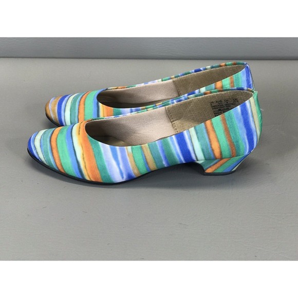 Soft Style Hush Puppies ETROIT Women's Slip-On Fabric MultiColor Pump Heel 6 - Picture 1 of 7
